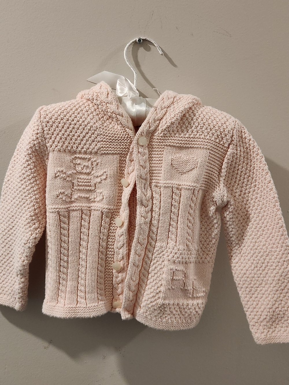 Ralph Lauren Baby Pink Cable-Knit Hooded Cardigan